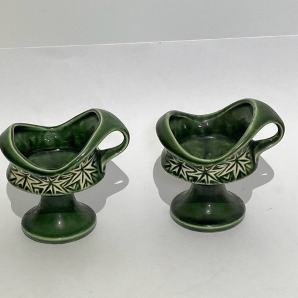 2 pc. Mccoy MCP-20-USA Pottery Starburst Pedestal Candle Holder 1968